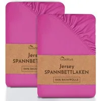 NatureMark Spannbettlaken 2er-Set Jersey Spannbetttuch 100% Baumwolle, 100% Baumwolle, Gummizug: rundum, (2 Stück), Pink