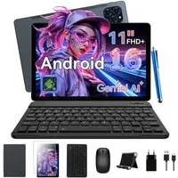 Zenva 11 Zoll Android 16 FHD IPS 128GB mit Tastatur Stift Maus Tablet (11", 128 GB, Android 16, FHD Display, Widevine L1, Gemini AI, mit Tastatur/Hülle/Maus)
