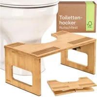 Praknu Fußhocker Klappbarer Toilettenhocker aus FSC® Bambus - Holz, Badezimmer