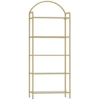 HZUANERI Regal Bücherregal schlankes Regal aus gehärtetem Glas, 30T x 60B x 150Hcm, mit 5 Ablagen, Stahlrahmen, für Schlafzimmer, Badezimmer, Heimbüro