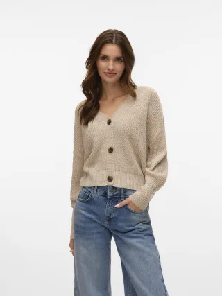 VERO MODA - VMLEA LS V-NECK CUFF CARDIGAN NOOS Moon Rock - Gr. - S
