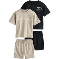 Next T-Shirt & Shorts Kurzärmeliges T-Shirt und Shorts im 2er-Set (4-tlg)