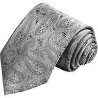 Paul Malone Krawatte Herren Hochzeitskrawatte paisley - Mikrofaser - Bräutigam Schmal (6cm), silber grau V30