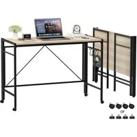 JEOBEST Klapptisch Schreibtisch Klappbar mit Rollen, Arbeitstisch XL 110 x 50 cm, (1-St., 1 Schreibtisch), Schmal, Platzsparend, Einfacher Montage