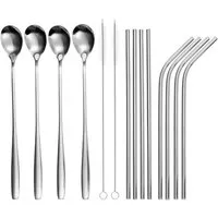 GRÄWE Trinkhalme, (14-tlg), Trinkhalm-Set 14-tlg., Edelstahl, silber