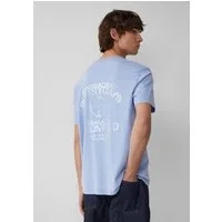 QS Kurzarmshirt T-Shirt Gewaschenes T-Shirt mit Front- und Rückenprint