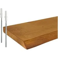 relaxdays Wandregal Massivholz Baumkante, braun, 100 cm