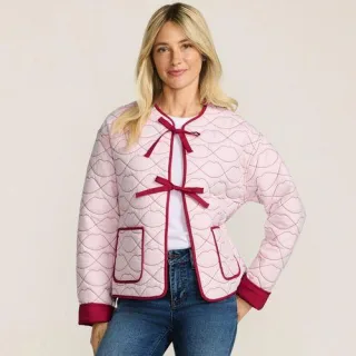 Lands' End x Lulu Guinness Lips Steppjacke für Damen in Petite-Größe, Damen, size: petite, Pink, Baumwolle, by Lands' End