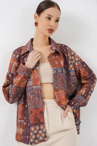 Oversized Paisley Druck Button-Up Hemd