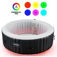 Arebos Whirlpool SANTORINI aufblasbar für bis zu 6 Personen mit 130 Massagedüsen, (Komplett-Set, mit LED-Beleuchtung, 208 x 208 cm), für Outdoor & Indoor