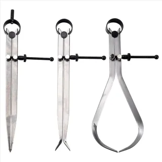 3pcs 8Inch Spring Caliper Set Internal Measuring Type with Flat Legs Carbon Steel Machinist Tool Silver Caliper Metalwor