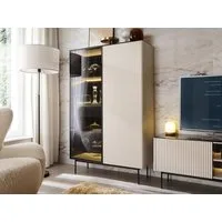 Compleo Standvitrine mit Schublade,gehärtetes Glas, Klassisch Vitrine mit Metallfüße