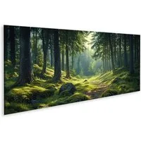 islandburner Leinwandbild Atemberaubender Wald mit Sonnenstrahlen - perfekt für Naturfreunde