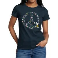 Spreadshirt T-Shirt Peanuts Snoopy Peace Zeichen Frieden Frauen T-Shirt (1-tlg)