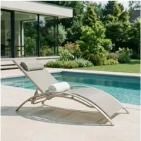 IDIMEX Gartenliege RELAX, Relaxliege mit Kissen Aluminiumgestell Textillehne & Kissen Champagner