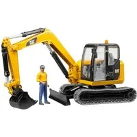 Bruder® Spielzeug-Bagger Cat Minibagger 35 cm mit Bauarbeiter (02466), Made in Europe