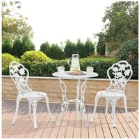 casa.pro Balkonset, (3-tlg), »Wakefield« Tisch mit 2 Stühlen Bistro-Set Weiß