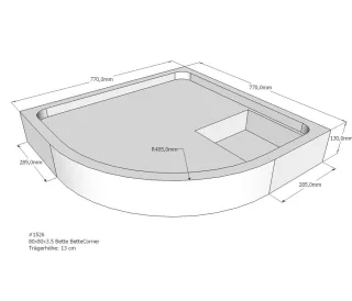 Neuesbad Wannenträger für Bette Corner 80x80x3,5 Viertelkreis SD22713