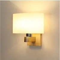 Riserva Wandleuchte Nordische Wandleuchte Holz E27, Wandlampe mit Glas-Schirm, LED wechselbar