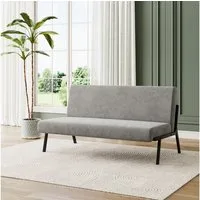 OUNUO Sofa 2 Sitzer Couch mit Metallrahmen Doppelsofa 150kg belastbar, Grau