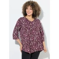 Ulla Popken T-Shirt Shirt Zierfalten A-Linie V-Ausschnitt 3/4-Arm