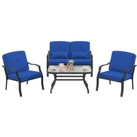 COSTWAY Gartenlounge-Set Balkonset, (4-tlg), mit Sitz- &Taillenkissen, wetterfest Metall für Garten, Balkon