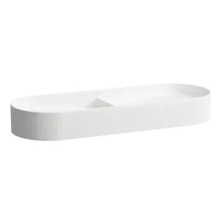 LAUFEN Sonar Doppelwaschtisch-Schale H8123490001121 100x37cm, mit Textur, ohne Hahnloch, ohne Überlauf, weiß