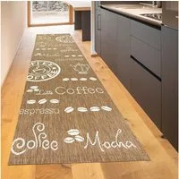 TeppichHome24 Teppich Küchenteppich Sisalteppich modern kurzflor coffee braun beige, rechteckig, Höhe: 5 mm
