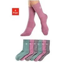 LASCANA ACTIVE Tennissocken Sportsocken Damen, Laufsocken, Wandersocken (Packung, 6-Paar, Crew Socken) mit Baumwoll Frottee