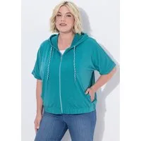 Ulla Popken Sweatjacke Hoodie-Jacke Oversized Kapuze elastischer Saum