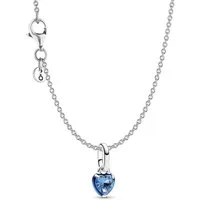 Pandora Herzkette 21532, Damen-Halskette Geschenkset Silber Blaues Chakra Herz