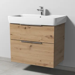 Sanipa 3way Waschtischunterbau zu Geberit Renova Plan Waschtisch mit 2 Auszügen, Eiche Natural-Touch UM87885