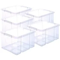 BigDean Stapelbox Kunststoffbox Eurobox stapelbar 44x35x24cm passt in Kastenregale (Set, 5 St., Euroboxen), Nestbar, Stapelbar, Passt in Kastenregal