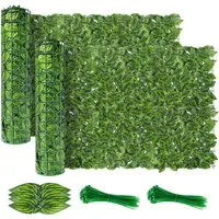 BlingBin Kunsthecken-Sichtschutz 100x500 cm Künstliche Efeu Hecke Sichtschutz, Balkon Sichtschutz, (2er Set, 2-St., Inklusive 200 Kabelbinder, Wassermelonenblätter), Sichtschutz Künstliche Hecke für Gartendekoration