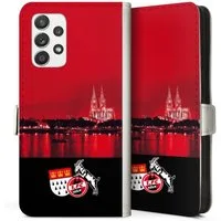 DeinDesign Handyhülle Skyline 1. FC Köln Offizielles Lizenzprodukt Skyline Köln Rot, Samsung Galaxy A52s 5G Hülle Handy Flip Case Wallet Cover