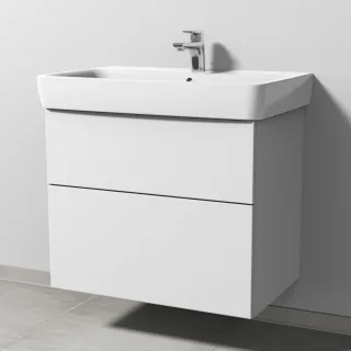 Sanipa 3way Waschtischunterbau zu Geberit Renova Plan Waschtisch mit 2 Auszügen, Weiß-Soft SM87843