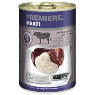 PREMIERE Meati Nassfutter Hund, Adult, Rinderpansen, -herz und -leber 24x400 g