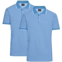 James & Nicholson Poloshirt Doppelpack Herren Poloshirt Baumwoll Pique in bicolor Optik JN704 (Doppelpack, 2er-Pack) mit Kontraststreifen
