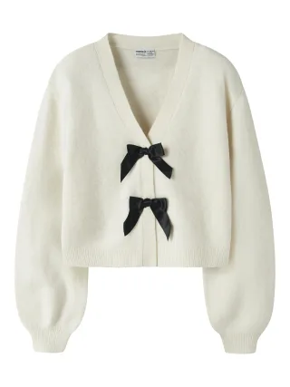 NAME IT - NKFRINA LS KNIT CARD NOOS Antique White - Gr. - 140