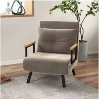HOMCOM Schlafsofa Schlafcouch mit Bettfunktion, Verstellbare Sessel 1 Teile, 73 x 63 x 81 cm, Braun