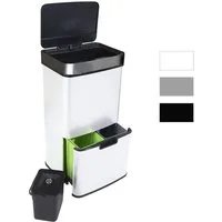 Ribelli Mülltrennsystem Sensor Mülleimer, 4 Fächer, Mülleimer Küche, 72L, Weiß, Abfalleimer mit Sensor