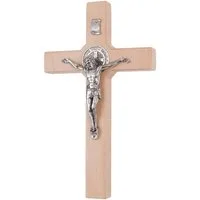 Luda Studio Wanddekoobjekt (1 St), Hölzernes Hängekreuz des Hl. Benedikt mit Christus