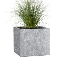 Pflanzwerk® Pflanzkübel CUBE Premium Fiberglas Blumenkübel Frostbeständig mit Lotus-Effekt, Lotus-Effekt - Handgefertigt - Eckig - Frostbeständig