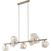 Licht-Erlebnisse Pendelleuchte UMERA, ohne Leuchtmittel, Metall Rauchglas G9 H: max. 141 cm Beige Cognac länglich Modern