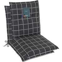LILENO HOME Polsterauflage Niedriglehner, bequeme Sitzauflage für Gartenstühle, Stuhlkissen, (2 St., 2er Set), Gartenstuhl Auflage in Yacht-Karo Anthrazit, Sitzpolster waschbar