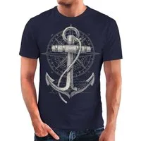 Neverless Print-Shirt Neverless® Herren T-Shirt Print Aufdruck Anker Kompass Motiv Maritim mit Print