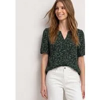STREET ONE Kurzarmbluse Sommerbluse mit floralem Muster/Kurzarm mit feiner Raffung