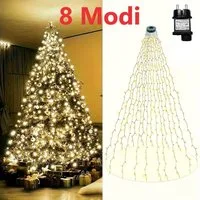 Montegoni LED-Lichterkette 2m 280 LEDs Christbaumbeleuchtung mit Ring, 8 Stränge, 8 Modi, weihnachtsbaumbeleuchtung IP65 Wetterfest, Memory und Timer Funktion