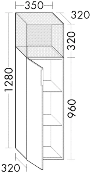 Burgbad Halbhoher Schrank Yumo Preisgruppe 1 1280x350x320 Eiche Dekor Nachtschwarz, SFKK035RF7335 SFKK035RF7335