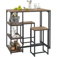 COSTWAY Bartisch, Bartisch Set, Bistrotisch in Barhöhe mit 2 Barhockern